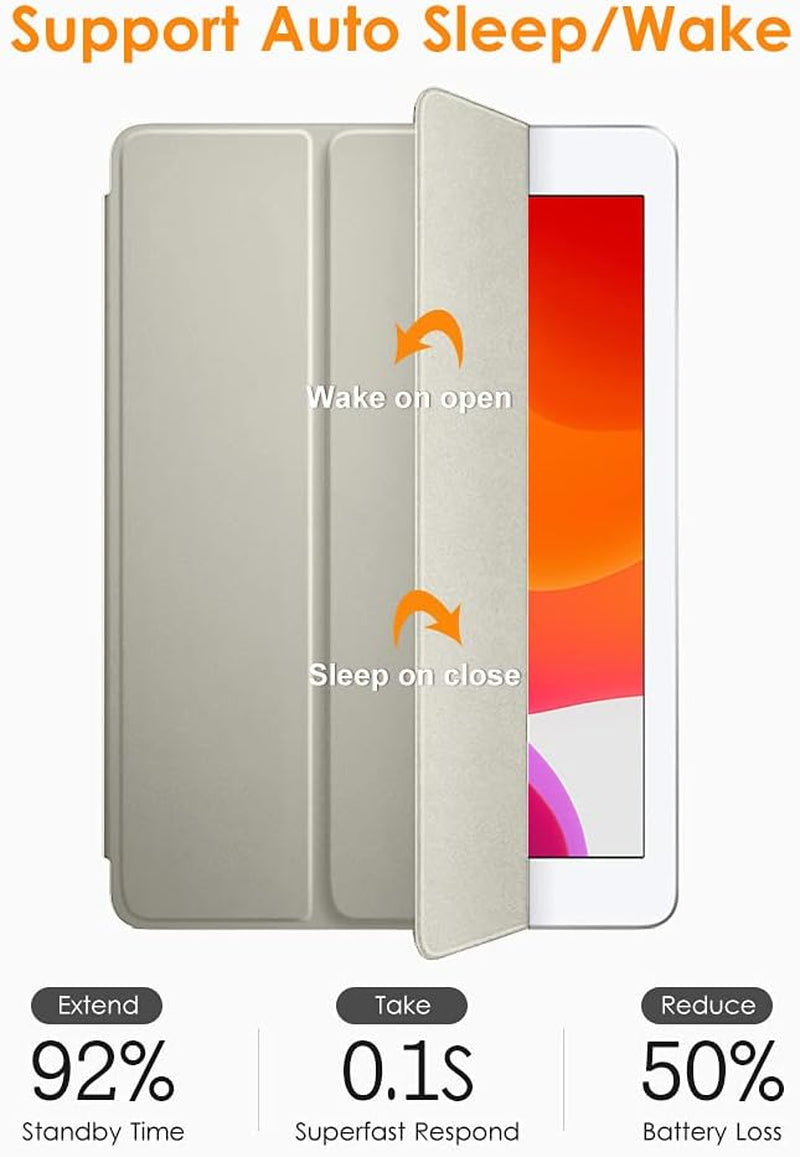 for Ipad 9Th/ 8Th/ 7Th Generation 10.2 Case, Lightweight Soft TPU Back for Ipad 10.2 Inch (2021/2020/2019) [Auto Wake/Sleep + Trifold Stand] - Silver
