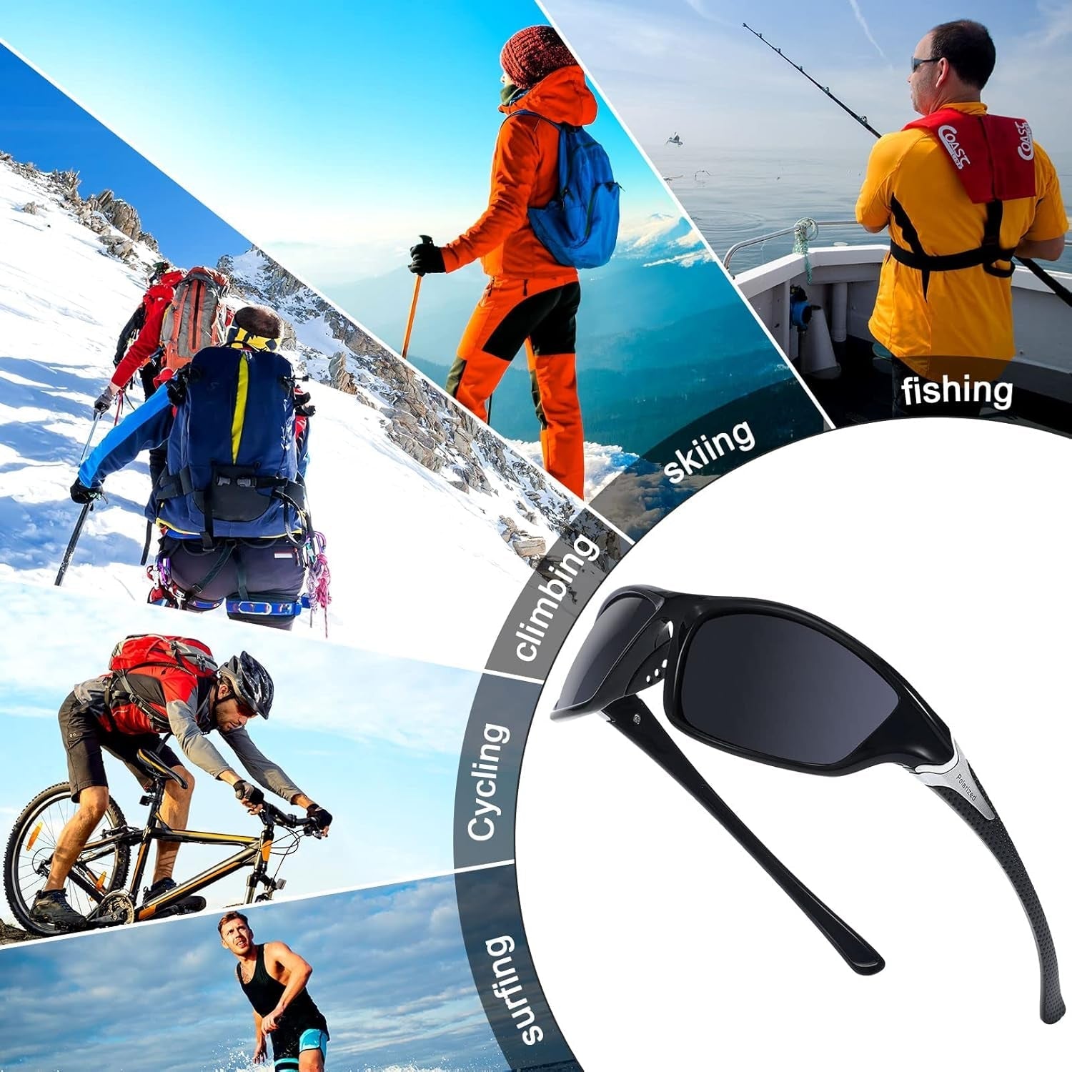 4 Pairs Men Polarized Sunglasses with UV Protection Driving Glasses Sports for Sport Outdoor Activities