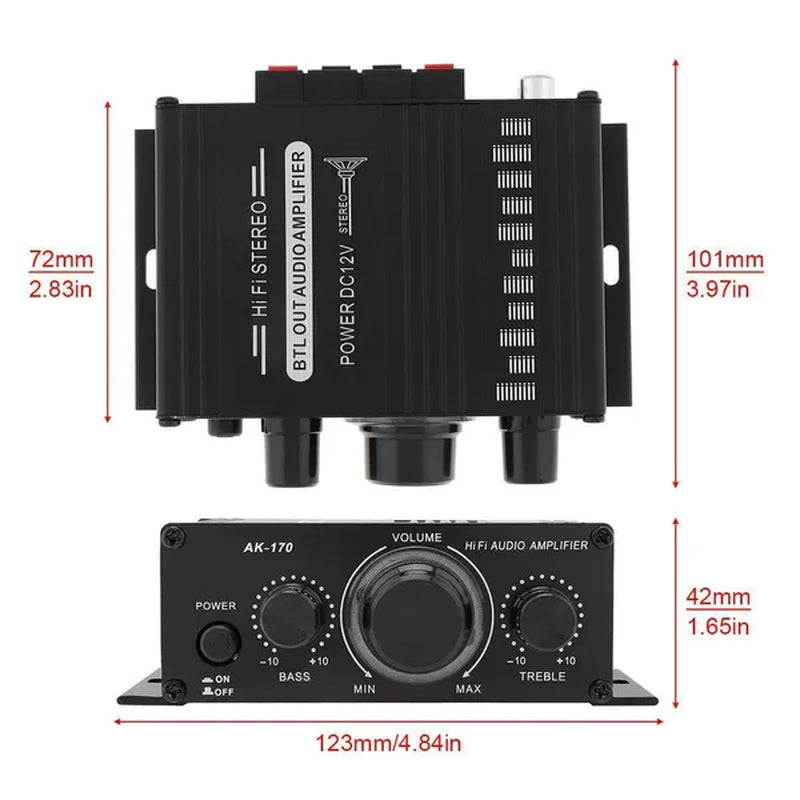 AK170 2 Channel Power Amplifier Audio Karaoke Home Theater Amplifier Mini Hifi Amplifier with USB SD Interface