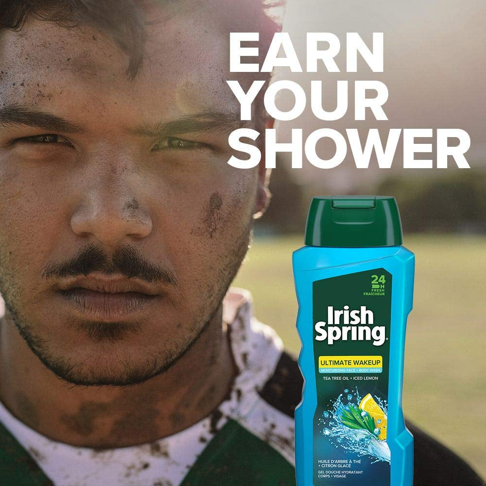 Ultimate Wake up Tea Tree Face & Body Wash for Men, Moisturizing Body Wash Washes Away Bacteria - 18 Fluid Ounce, 4 Pack