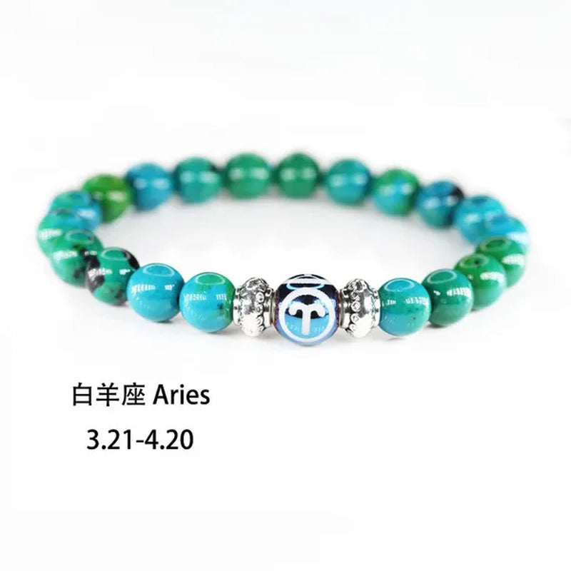 8MM 12 Constellation Phoenix Naturel Stone Beads Bracelet