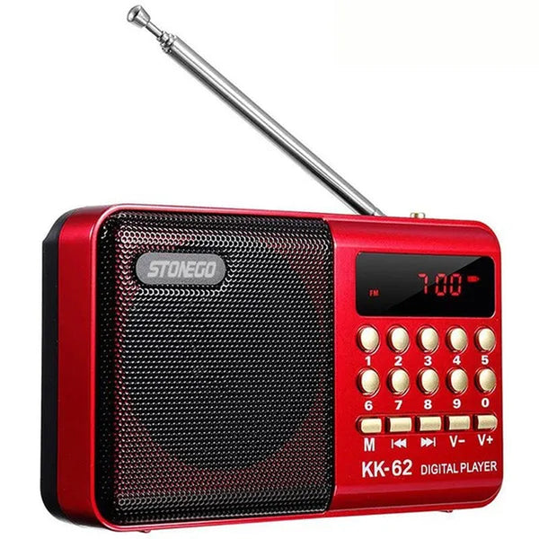 STONEGO Mini Portable Radio Loud Clear Sound Radio Handheld Rechargeable Digital FM USB TF MP3 Player Speaker Devices